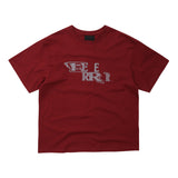 EEERRR Distorted logo over-crop fit T-shirt (Wine)
