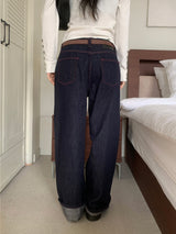 Penny Red Stitch Raw Wide Denim Pants