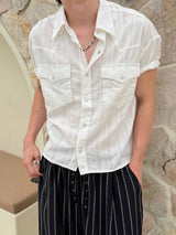Cool ever stripe western crop shirts(2color)