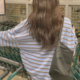 ハイムストライプカラーネックTシャツ