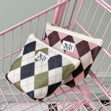 classic pouch_check argyle khaki