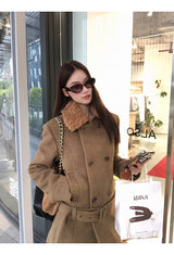 Lux wool belt padded half coat