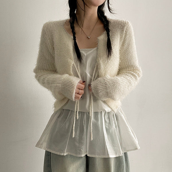 Pud Square String Knit Cardigan