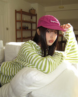 Taen Diagonal Button Stripe Hooded T-Shirt