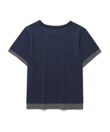 ミューズストライプレイヤードティー Navy