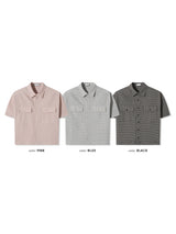 Double pocket checked crop shirts 3color