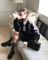 [Bellide made] マイルズ, ハーフハイネックチェックカラーブルゾン