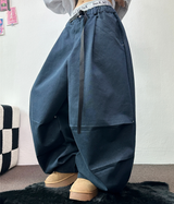TWO PINTUCK RIVET BELT BALLOON LONG PANTS 🤎🖤💙3COLOR
