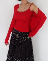 V-neck Knit Sleeveless Cardigan Set