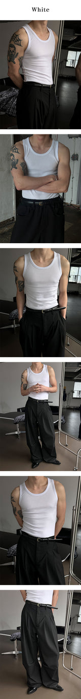 [MUSCLE FIT] ベーシックマッスルフィットスリーブレス(2color)