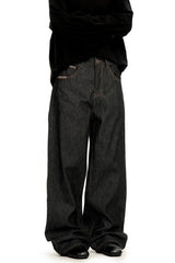 Raw Black Straight Jeans