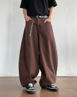 Brown Curved Denim Pants