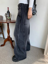 Dual Switch Gradient Flap Pocket Two-Way Snap Wide Pants (3 Colors)