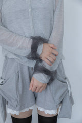 リボン スリーブ カーディガン(gray)