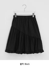 Silk Frill Banding Midi Skirt