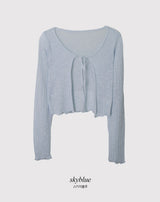 #Wave Ribbon Bolero Knit Cardigan (4color)