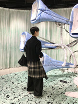 ラフィチェックレイヤードワイドパンツ 2C