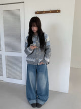 Andy Roll-Up Wide Washing Denim Pants