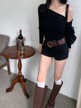Sculpt Two-Button Spandex Shorts & Belt SET (3 Colors)