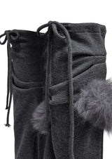CURVED FUR LEG WARMERS . GRAY