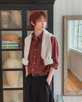クロヴェン チェック ロングスリーブ クロップ シャツ