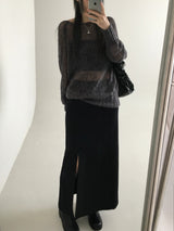 Lower Slit Long Skirt (2 colors)