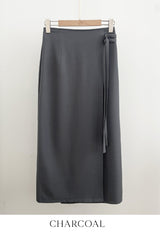 Ever Buckle Strap Wrap Long Skirt