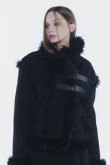 LUNA BELTED SHEARLING JACKET black