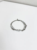  White leather chain layered bracelet