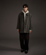 BALMACAAN HERRINGBONE WOOL CASHMERE HALF COAT BLACK