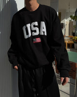 NOCELCOZY Applique USA Oversized Fit Sweatshirt 2 colors