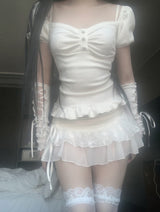 Rudica Puff Frill Top (white)