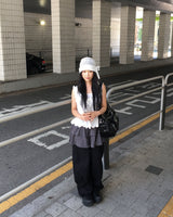 Dot cancan shirring skirt