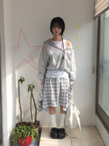 flared check skirt
