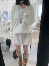 [UNISEX] Cloudy Season Overfit Angora Crewneck Long Sleeve Knit (7 colors)