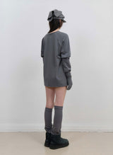 Mesh Band Puff Sleeve / Charcoal