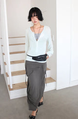 DRAPE STRAP MAXI SKIRT