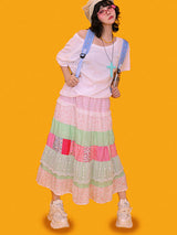 love<3 patchwork long skirt
