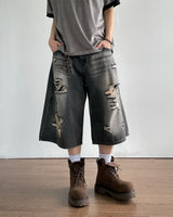 Western Destroyed Bermuda Pants
