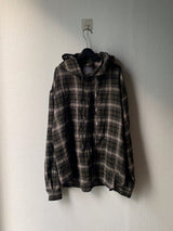 Retro Vintage Check Hooded Shirt 2C