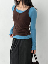 Two tone layered slim top(3color)