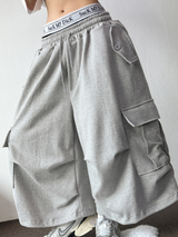 HIP LONG POCKET PARACHUTE CARGO BERMUDA 🤎🩶🖤🤍4COLOR