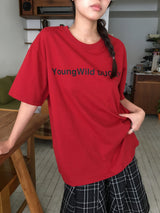 YWD ロゴTシャツ_シグネチャーレッド