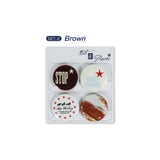 stop thinking / pin button set.2 brown