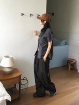 [MADE] Kinto string two-way linen wide denim wide jogger pants