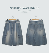 Cargo Bermuda Denim Pants + Strap Set