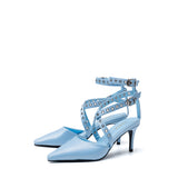 Satin Strap Stiletto Heel(Blue)