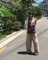 モンシカンカンレイヤードバックバンディングシャーリングノースリーブ