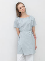 (OP-6265)EMBO STRAP MIINI WRAP DRESS