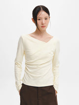 DRAPE SHIRRING LONG SLEEVE T-SHIRT